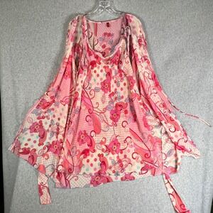 Josie by Natori Nightgown & Robe XL Boudoir Loungewear Sheer Wrap Slip Dress